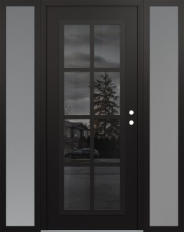 Diamond C16 68" x 80" black/black mirrored Glass Panel black LHI with 2 Sidelites frosted Glass