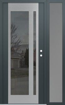 Diamond C15 50" x 80" anthracite/anthracite mirrored Glass Panel stainless steel LHI with Sidelite frosted Glass