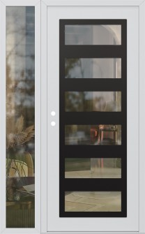 Diamond C9 50" x 80" white/white clear Glass Panel black RHI with Sidelite clear Glass