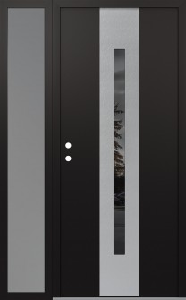 DIAMOND A2 50" X 80" BLACK/BLACK MIRRORED GLASS PANEL STAINLESS STEEL RHI WITH SIDELITE FROSTED GLASS