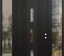 Modern Steel Front Door DIAMOND A7 60" X 96" BLACK/BLACK CLEAR GLASS PANEL BLACK LHI WITH 2 SIDELITES AND TRANSOM CLEAR GLASS