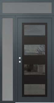 Diamond C2 52" x 96" anthracite/anthracite mirrored Glass Panel black RHI with Sidelite and Transom frosted Glass
