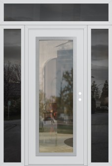Diamond C1 60" x 96" white/white clear Glass Panel stainless steel LHI with 2 Sidelites and Transom mirrored Glass