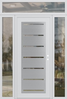 Diamond C11 60" x 96" white/white clear Glass Panel stainless steel LHI with 2 Sidelites and Transom clear Glass