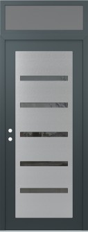 Diamond C7 36" x 96" anthracite/anthracite mirrored Glass Panel stainless steel RHI with Transom frosted Glass