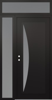 Diamond C13 52" x 96" black/white frosted Glass Panel black RHI with Sidelite and Transom frosted Glass