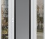 Modern Steel Front Door Diamond C1 68" x 80" white/white frosted Glass Panel black RHI with 2 Sidelites clear Glass