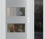 Modern Steel Front Door Diamond C2 50" x 80" white/white clear Glass Panel stainless steel LHI with Sidelite mirrored Glass
