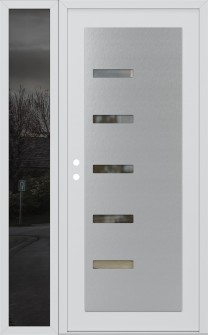 Diamond C8 48" x 80" white/white clear Glass Panel stainless steel RHI with Sidelite mirrored Glass