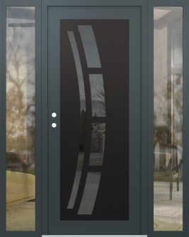 Diamond C12 60" x 80" anthracite/anthracite mirrored Glass Panel black RHI with 2 Sidelites clear Glass