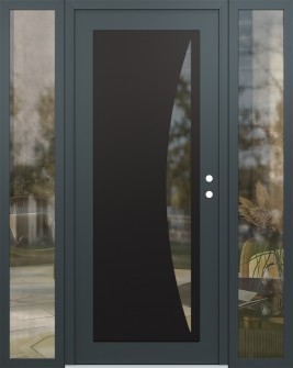 Diamond C13 60" x 80" anthracite/anthracite clear Glass Panel black LHI with 2 Sidelites clear Glass