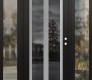 Modern Steel Front Door Diamond C14 64" x 80" black/black mirrored Glass Panel stainless steel LHI with 2 Sidelites clear Glass