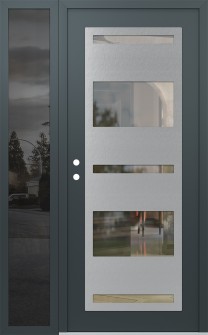 Diamond C10 50" x 80" anthracite/anthracite clear Glass Panel stainless steel RHI with Sidelite mirrored Glass