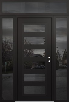 Diamond C9 60" x 96" black/black mirrored Glass Panel black LHI with 2 Sidelites and Transom mirrored Glass