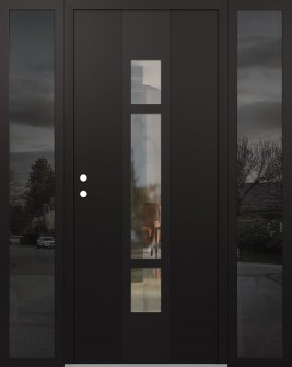 DIAMOND A9 68" X 80" BLACK/BLACK CLEAR GLASS PANEL BLACK RHI WITH 2 SIDELITES MIRRORED GLASS