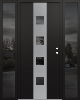 DIAMOND A12 60" X 80" BLACK/BLACK MIRRORED GLASS PANEL STAINLESS STEEL LHI WITH 2 SIDELITES MIRRORED GLASS