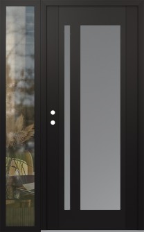 Diamond C15 50" x 80" black/white frosted Glass Panel black RHI with Sidelite clear Glass