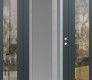 Modern Steel Front Door Diamond C15 60" x 80" anthracite/anthracite frosted Glass Panel stainless steel LHI with 2 Sidelites clear Glass