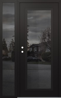 Diamond C1 52" x 80" black/black mirrored Glass Panel black RHI with Sidelite mirrored Glass
