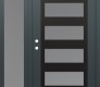 Modern Steel Front Door Diamond C9 52" x 80" anthracite/anthracite frosted Glass Panel black RHI with Sidelite frosted Glass