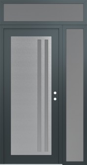 Diamond C6 50" x 96" anthracite/anthracite frosted Glass Panel stainless steel LHI with Sidelite and Transom frosted Glass