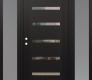 Modern Steel Front Door Diamond C7 64" x 80" black/black clear Glass Panel black RHI with 2 Sidelites frosted Glass