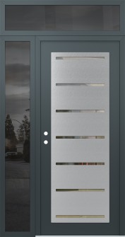 Diamond C11 50" x 96" anthracite/anthracite clear Glass Panel stainless steel RHI with Sidelite and Transom mirrored Glass