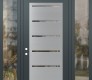 Modern Steel Front Door Diamond C11 60" x 96" anthracite/anthracite clear Glass Panel stainless steel RHI with 2 Sidelites and Transom clear Glass