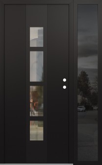 DIAMOND A10 50" X 80" BLACK/BLACK CLEAR GLASS PANEL BLACK LHI WITH SIDELITE MIRRORED GLASS