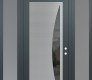 Modern Steel Front Door Diamond C13 60" x 96" anthracite/anthracite mirrored Glass Panel stainless steel LHI with 2 Sidelites and Transom frosted Glass