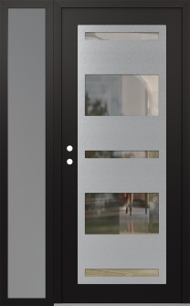 Diamond C10 48" x 80" black/black clear Glass Panel stainless steel RHI with Sidelite frosted Glass