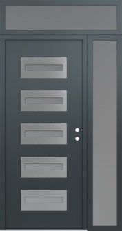 Diamond D4 50" x 96" anthracite/anthracite frosted Glass Panel stainless steel LHI with Sidelite and Transom frosted Glass