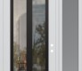 Modern Steel Front Door Diamond C14 50" x 96" white/white clear Glass Panel black LHI with Sidelite and Transom frosted Glass