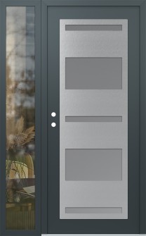 Diamond C10 52" x 80" anthracite/anthracite frosted Glass Panel stainless steel RHI with Sidelite clear Glass