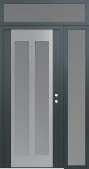 Diamond C14 52" x 96" anthracite/anthracite frosted Glass Panel stainless steel LHI with Sidelite and Transom frosted Glass