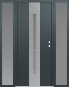 DIAMOND A3 60" X 80" ANTHRACITE/ANTHRACITE FROSTED GLASS PANEL STAINLESS STEEL LHI WITH 2 SIDELITES FROSTED GLASS