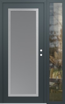 Diamond C1 50" x 80" anthracite/anthracite frosted Glass Panel stainless steel LHI with Sidelite clear Glass