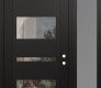 Modern Steel Front Door Diamond C10 52" x 96" black/black clear Glass Panel black LHI with Sidelite and Transom frosted Glass