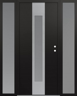 DIAMOND A1 60" X 80" BLACK/WHITE FROSTED GLASS PANEL STAINLESS STEEL LHI WITH 2 SIDELITES FROSTED GLASS