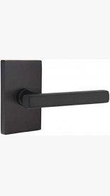 EMTEK STUTTGART LEVER WITH MODERN RECTANGULAR ROSETTE DUMMY FLAT BLACK (US19) 5052