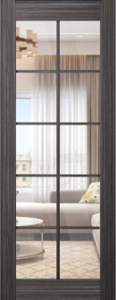 DOOR SLAB PALLADIO 10 LITE CLEAR VETRO GRAY OAK 30" X 80" X 1 9/16" TEMPERED CLEAR GLASS