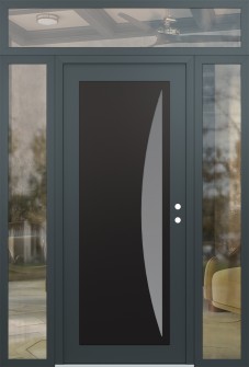 Diamond C13 68" x 96" anthracite/anthracite frosted Glass Panel black LHI with 2 Sidelites and Transom clear Glass