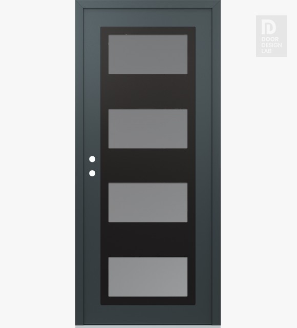 Modern Steel Front Door Diamond C2 36" x 80" anthracite/anthracite frosted Glass Panel black RHI