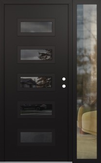 Diamond D1 52" x 80" black/black mirrored Glass Panel black LHI with Sidelite clear Glass