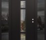 Modern Steel Front Door DIAMOND A9 60" X 80" BLACK/BLACK CLEAR GLASS PANEL BLACK LHI WITH 2 SIDELITES MIRRORED GLASS