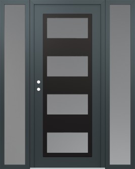 Diamond C2 68" x 80" anthracite/anthracite frosted Glass Panel black RHI with 2 Sidelites frosted Glass