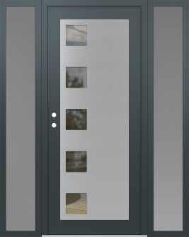 Diamond C5 60" x 80" anthracite/anthracite clear Glass Panel stainless steel RHI with 2 Sidelites frosted Glass