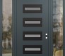 Modern Steel Front Door Diamond D4 64" x 96" anthracite/anthracite frosted Glass Panel black LHI with 2 Sidelites and Transom clear Glass