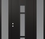 Modern Steel Front Door DIAMOND A9 60" X 96" BLACK/WHITE FROSTED GLASS PANEL BLACK RHI WITH 2 SIDELITES AND TRANSOM FROSTED GLASS