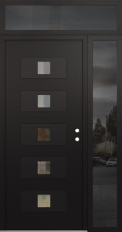 Diamond D8 52" x 96" black/black clear Glass Panel black LHI with Sidelite and Transom mirrored Glass